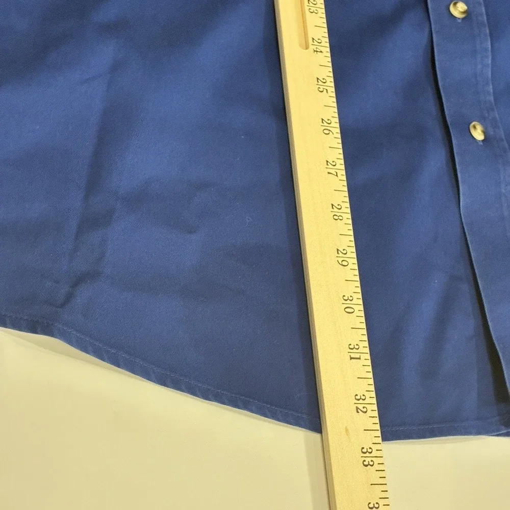 Ariat Mens Long Sleeve Button Up Shirt 2XL Royal Blue Embroidered Spellout Rodeo